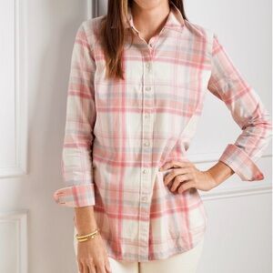 Talbots Cotton Button Front Flurry Plaid Shirt | Size M
